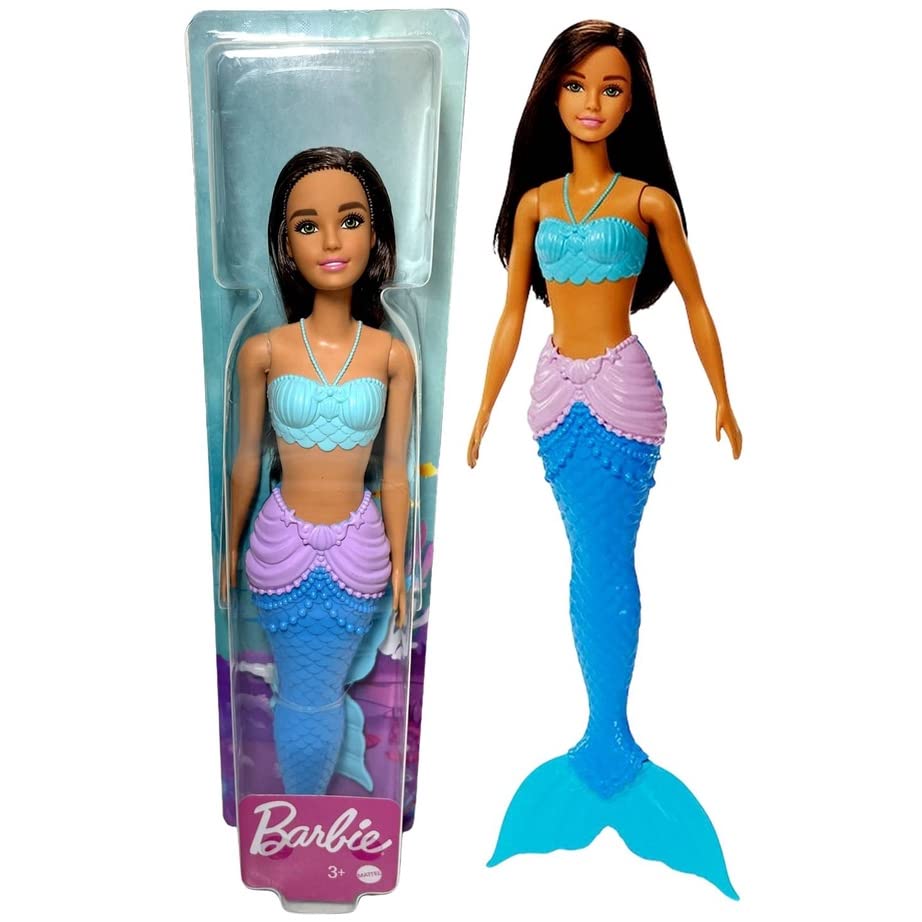 Barbie Dreamtopia Mermaid Doll (Brunette) with Multi-Colored Mermaid Tail, Toy for Kids Ages 3 Years Old and Up