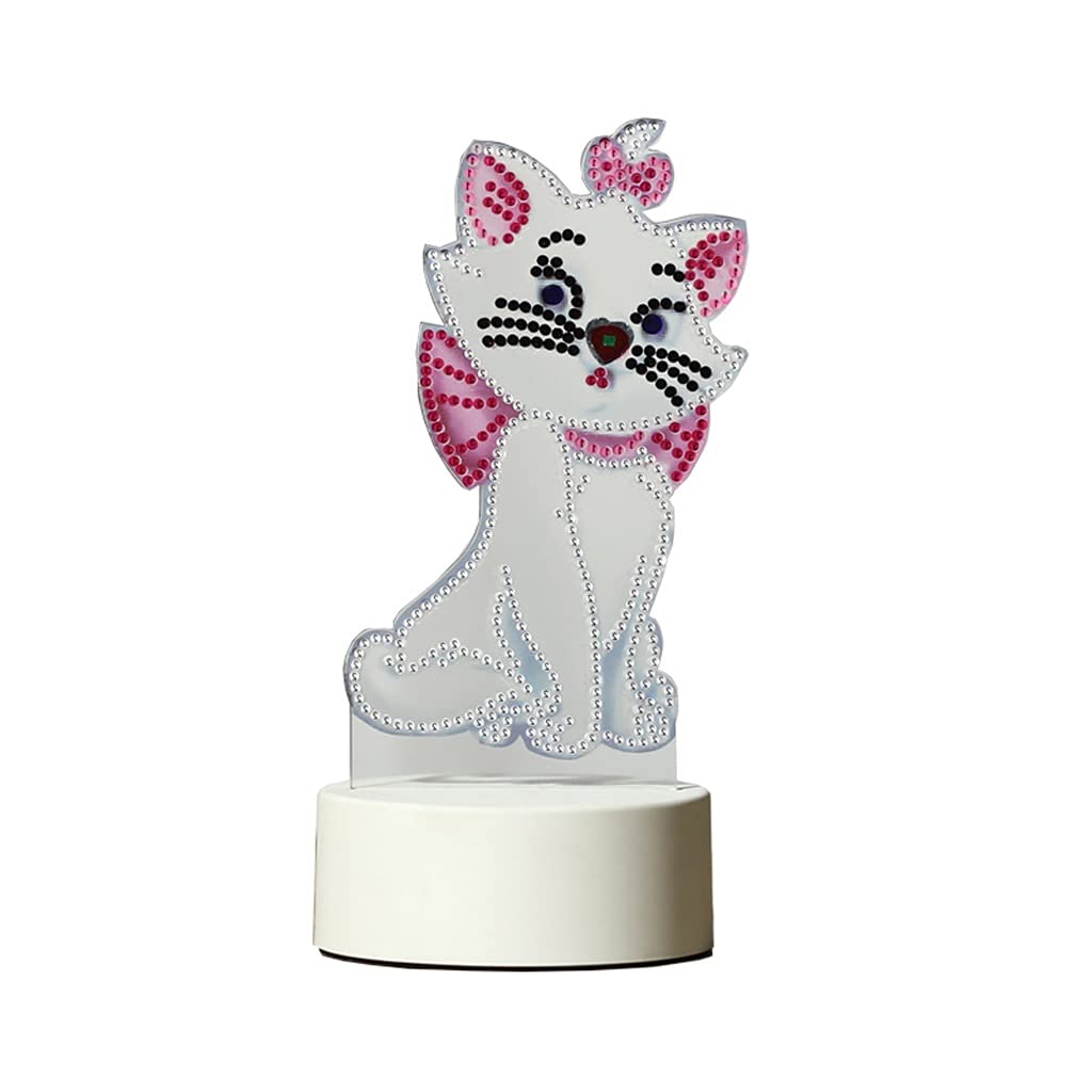 DAGONGREN New 5D DIY Diamond Painting LED Night Lamp Decorate Desk Light Animal Cats Picture Rhinestones Handmade Home Decor Gift