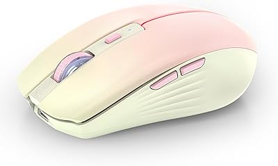 RAPIQUE Bluetooth Wireless Mouse, Rechargeable Multi-Device Computer Mice (Tri-Mode: BT1/BT2+2.4Ghz) with USB Receiver, Ergonomic Portable Mouse for Laptop, MacBook, PC, iMac, iPad(Khaki to Pink)