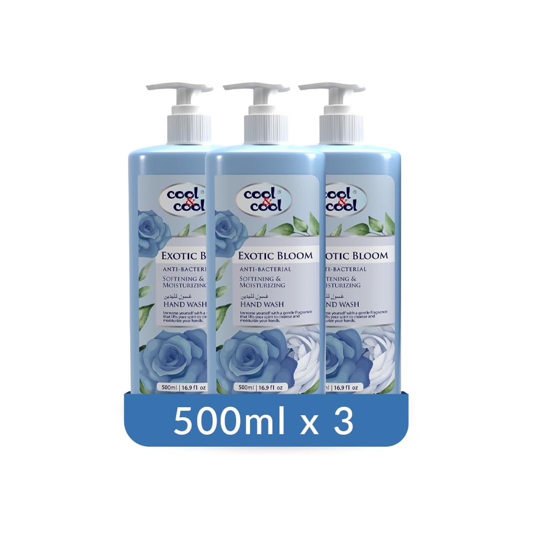 Cool & CoolExotic Bloom - 500Ml(Pack of 3) - Anti-Bacterial,Skin-Softening & Moisturizing Liquid Hand Wash 1.5 Liters