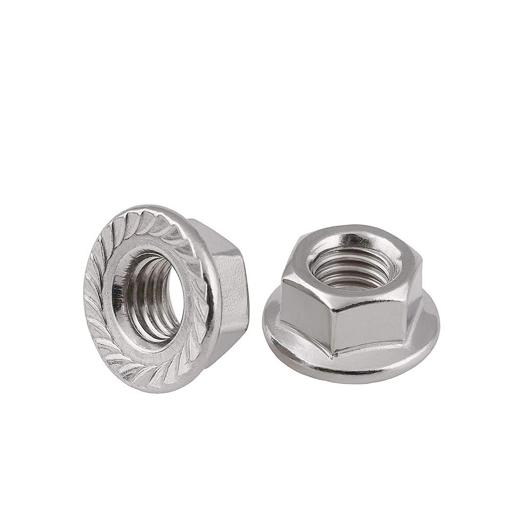 Dreneco M5(5mm) Serrated Flange Hex Nut, Stainless Steel Serrated Hex Flange Nuts Locknuts