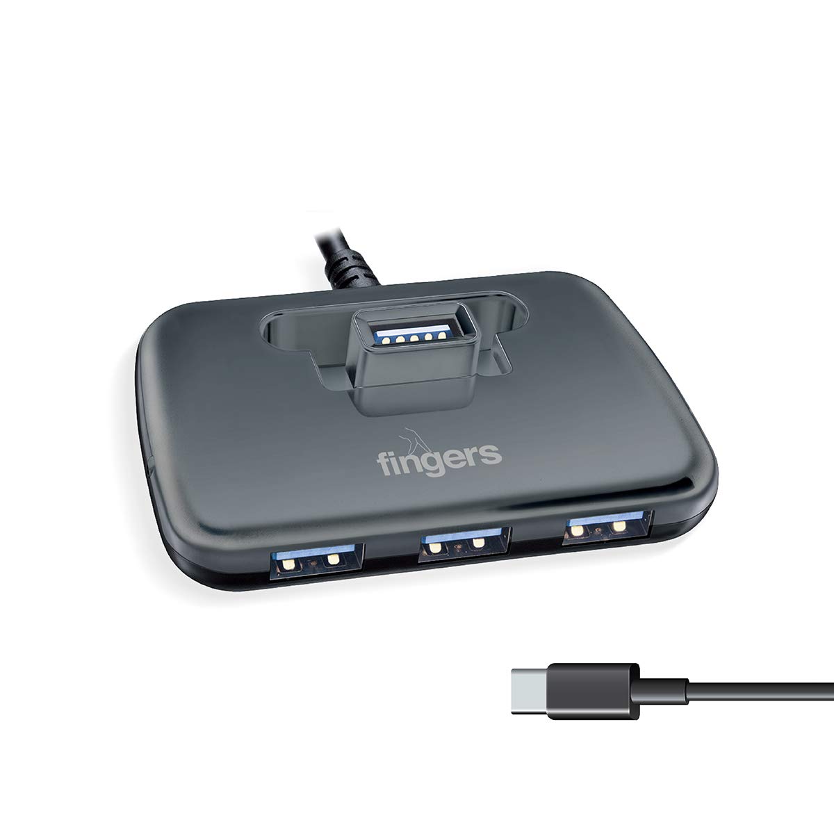 FINGERS Next Gen Type-C USB 3.0 4 Port Hub (Dark Silver)