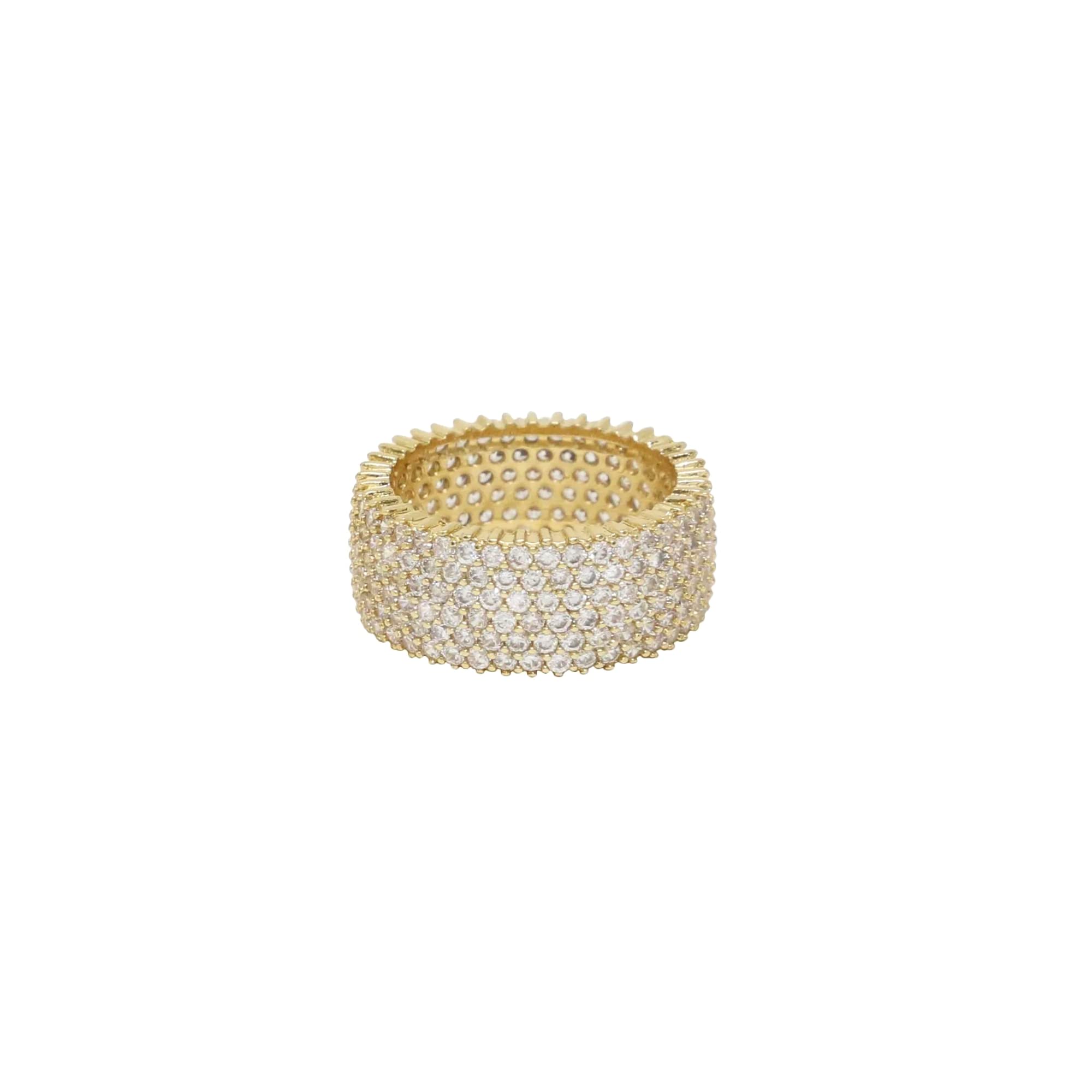 Ettika18k Gold Plated Ring for Women. Crystal Thick Band. Fashion Jewelry with Clear Crystals