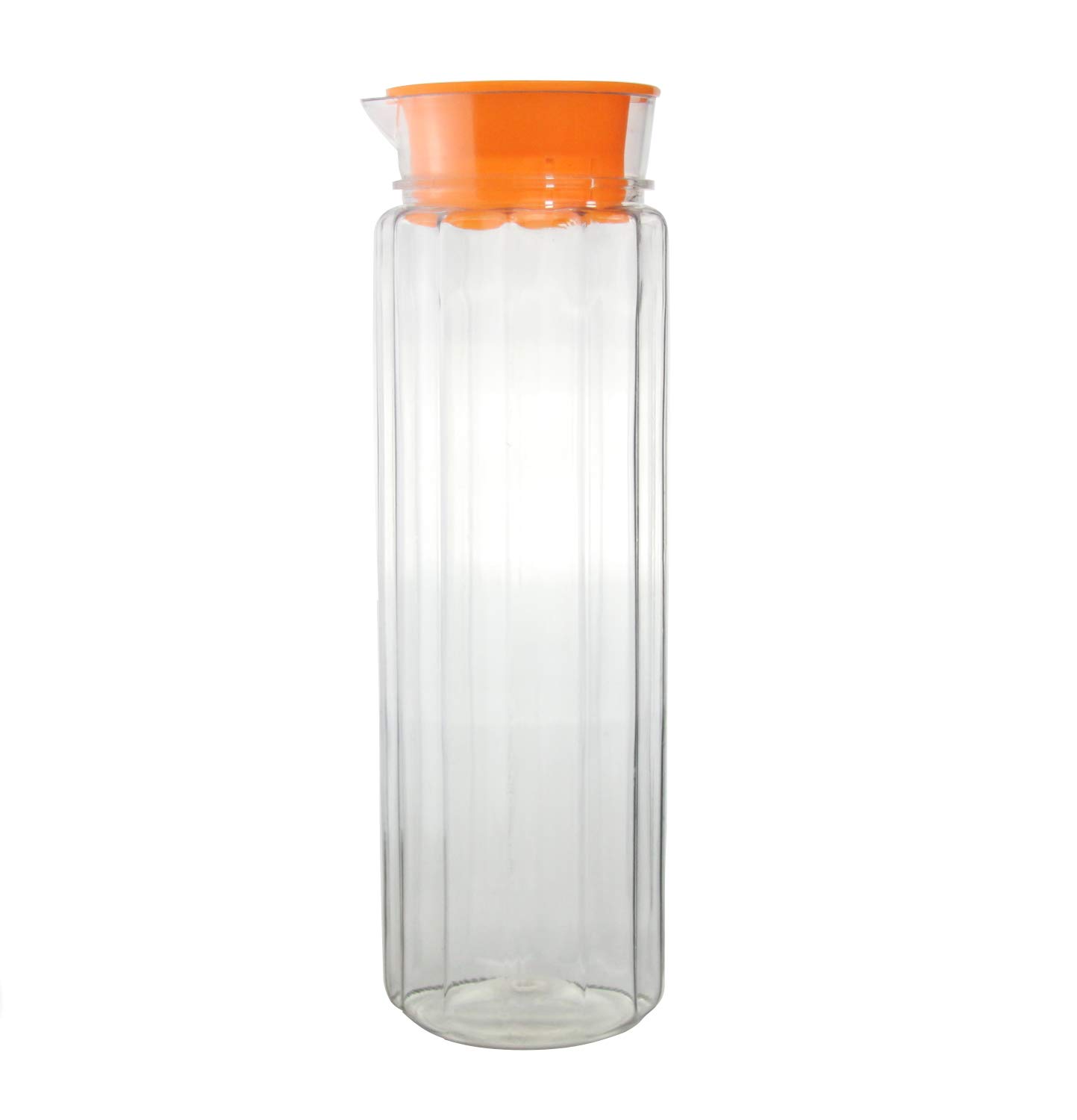 Plastic Fridge Door Jug 1.2L/1200ml Slim Non Drip Multipurpose Fridge Pitcher Carafe Jug With Lid Leakproof Outdoor BPA Free Ideal For Water Squash Juices Milk (Orange)