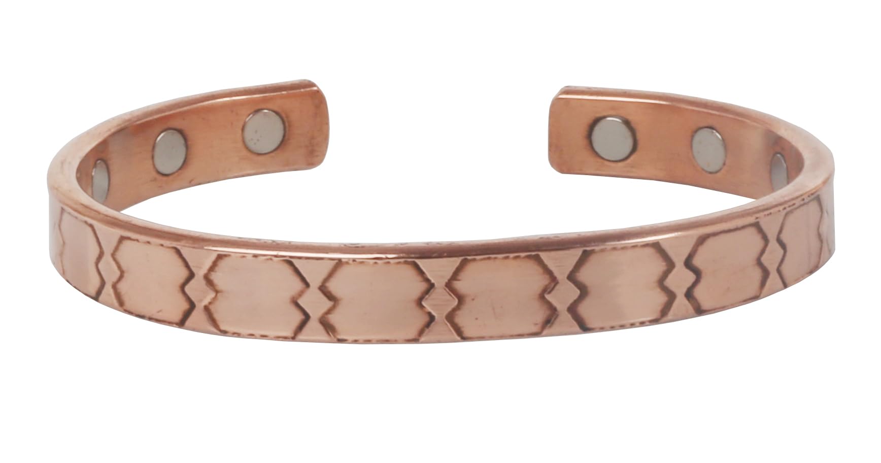 Touchstone Handcrafted My Skilled Artisans Geometric Hand Forged With Solid High Gauge Pure Copper Magnetic Bracelet In Natural Tone For Women And Men.