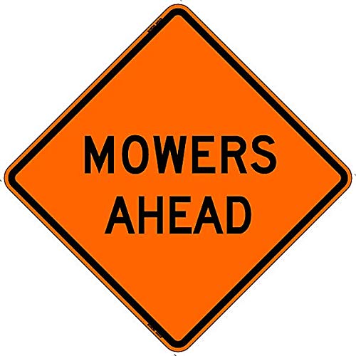 SafeTruck by Ms. Carita Mowers Ahead Safety Roadside Roll-Up Sign with Frames - 36" Vinyl Sign