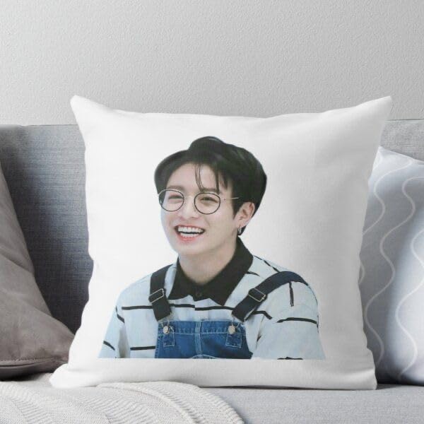 CRAFT MANIACS Jungkook Looking At You Cutely 16 * 16 Inches Cotton Pillow with Filler in Vaccum Packaging Best Gift for KOOK Army