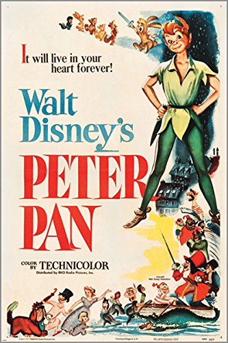 HSE PETER PAN (RKO 1953) vintage movie poster WALT DISNEY musical KIDS 24X36 new