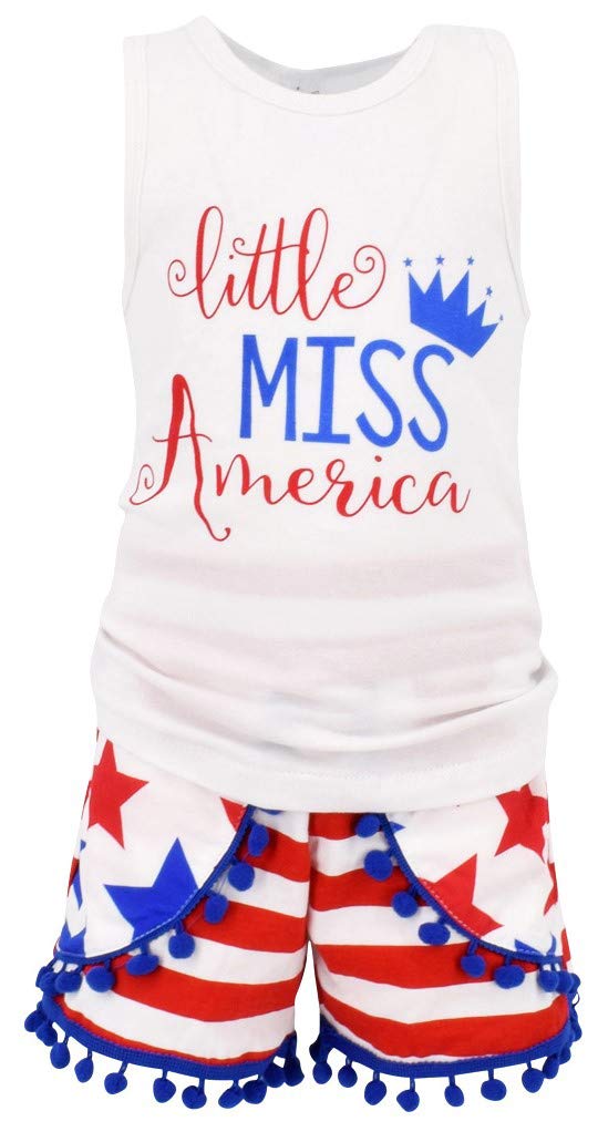 Unique Baby Girls Little Miss America Patriotic 4th of July Outfit