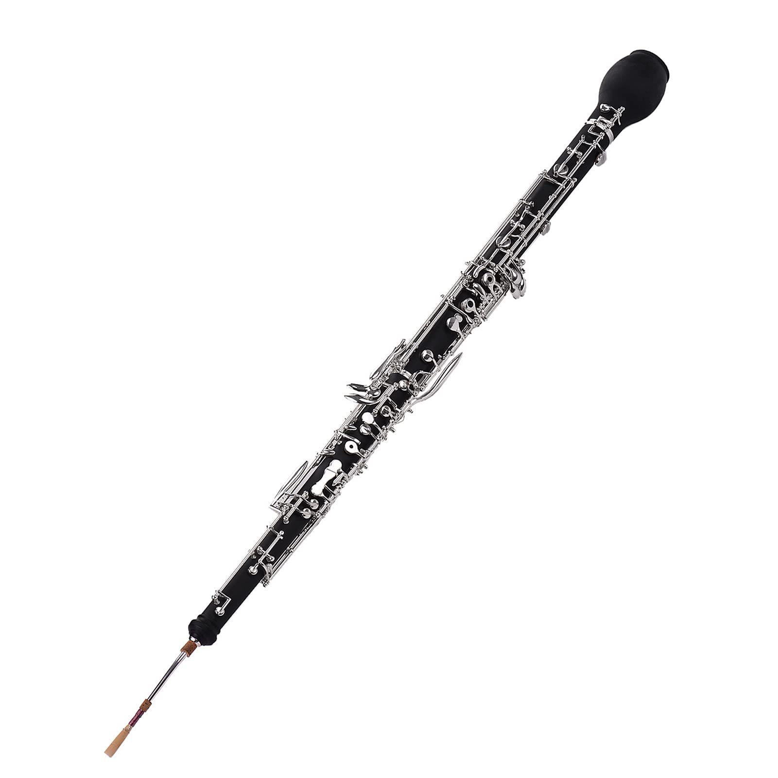 buzhi Professional English Horn Alto Oboe F Key Synthetic Wood Body Silver-Plated Keys Woodwind Instrument with Reed Gloves Cleaning Cloth Case Carry Mini Screwdriver