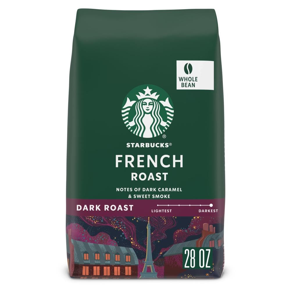 StarbucksWhole Bean Coffee, Dark Roast Coffee, French Roast, 100% Arabica, 1 bag (28 oz)