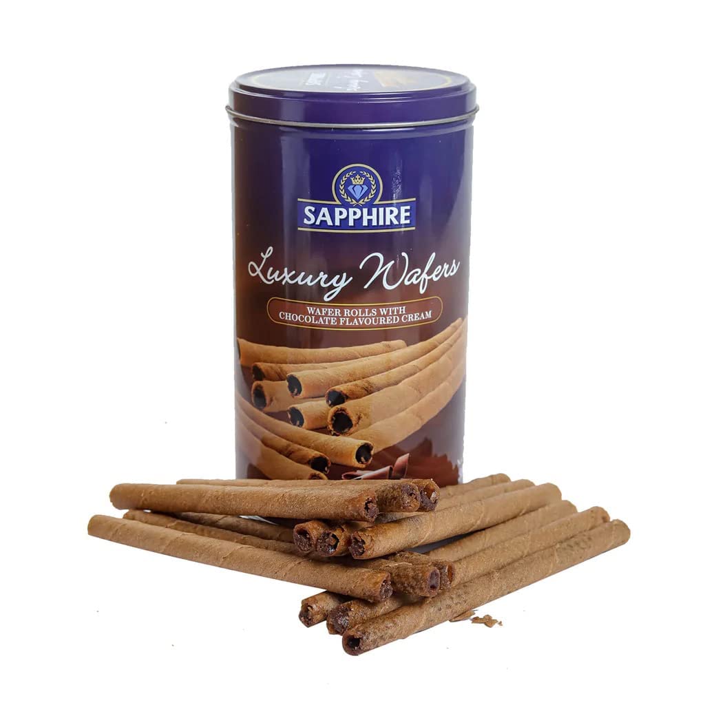 Sapphire Luxury Wafer Rolls Chocolate, 300 g, Wafer Rolls with Chocolate Cream