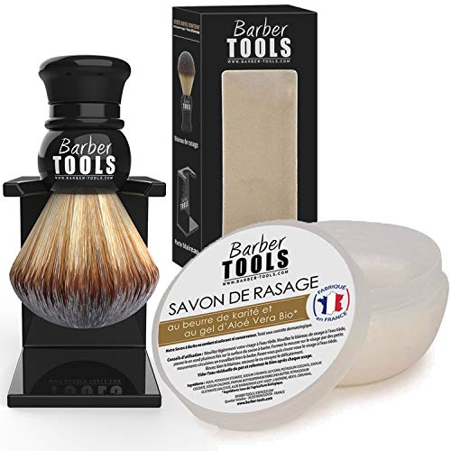 Blaireau et son support avec savon par barber tools