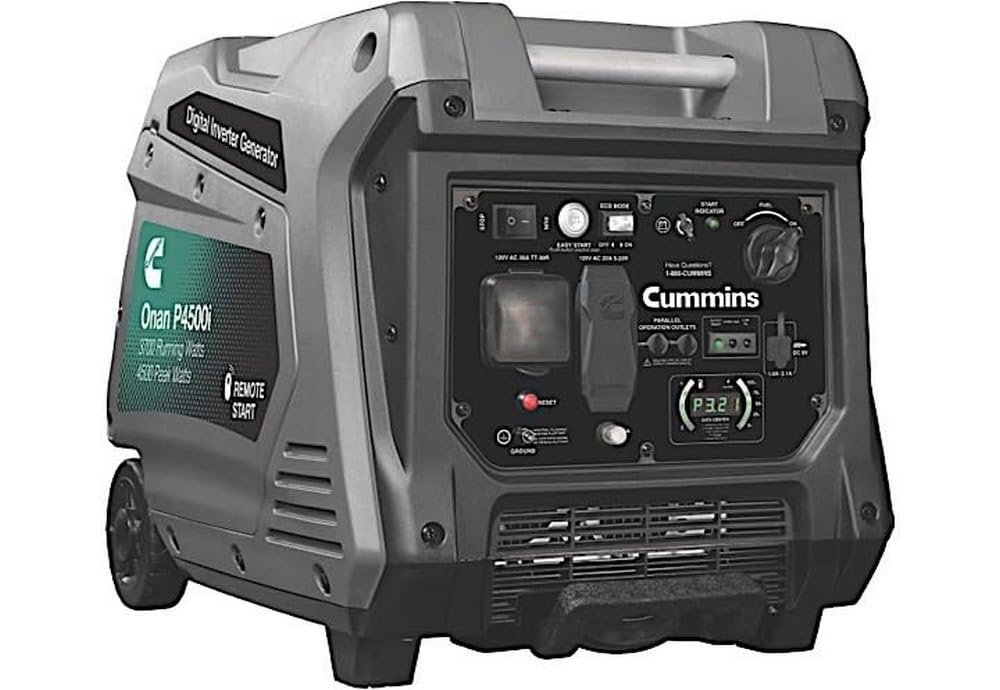 Cummins Onan P4500I Portable Inverter Generator, Power Inverter Dual 5V USB Ports for Mobile Charging, Gas Powered for Backup Home Use, RV & Camping - 7.3 HP 224cc OHV 4-Stroke Engine W/Remote Start