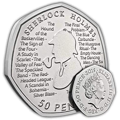 LUCOBE 2019 Sherlock Holmes Uncirculated 50p Collectable Coin From Sealed Mint Bag