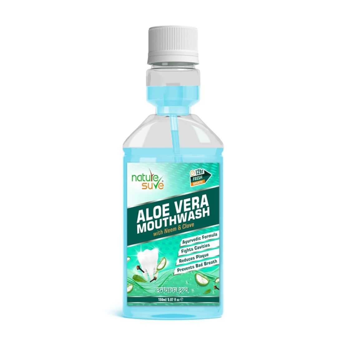 Nature Sure Aloe Vera Mouthwash With Neem And Clove Ayurvedic Antimicrobial Alcohol-Free Formula For Oral Health & Fresh Breath In Men, Women & Kids, Liquid - 150Ml (1 Pack (150Ml))