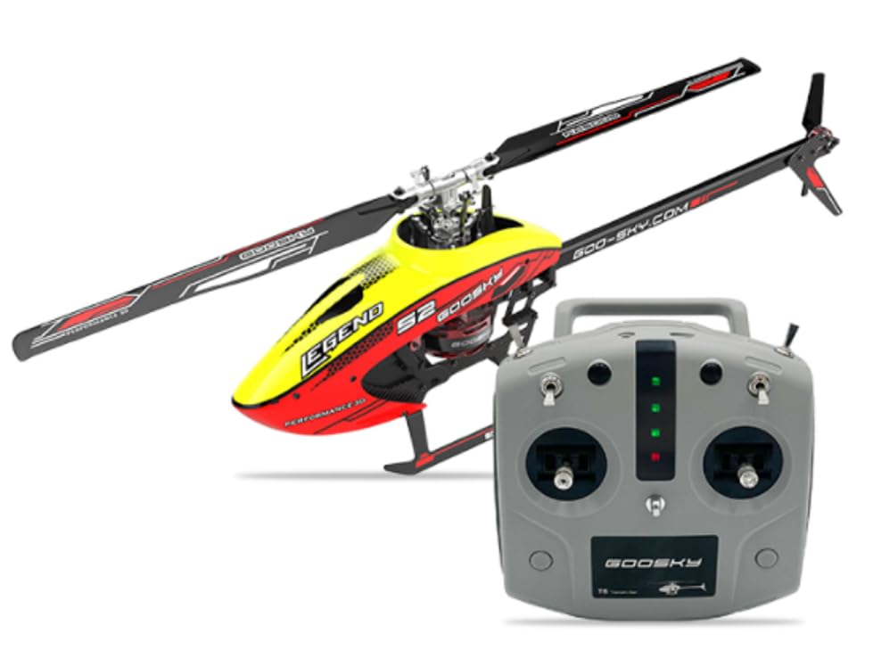 Goosky Legend S2 RC Helicopter RTF Version - (Mode 2) Comes with T8 Remote Control 3.7V - Remote Control Helicopter for Adults Dual Brushless Motors (Red/Yellow)