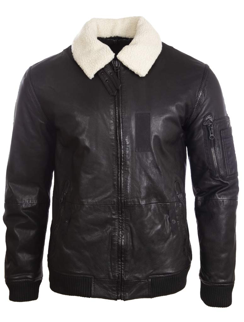 AviatrixAviatrix Men's Real Leather Pilot Aviator Fashion Bomber Jacket (6MFE)