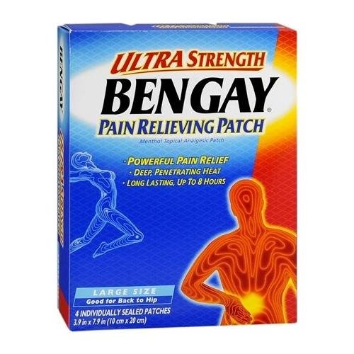 Bengay Pain Relieving Patches Ultra Strength Large Size 4 EA - Buy Packs and SAVE (Pack of 3)