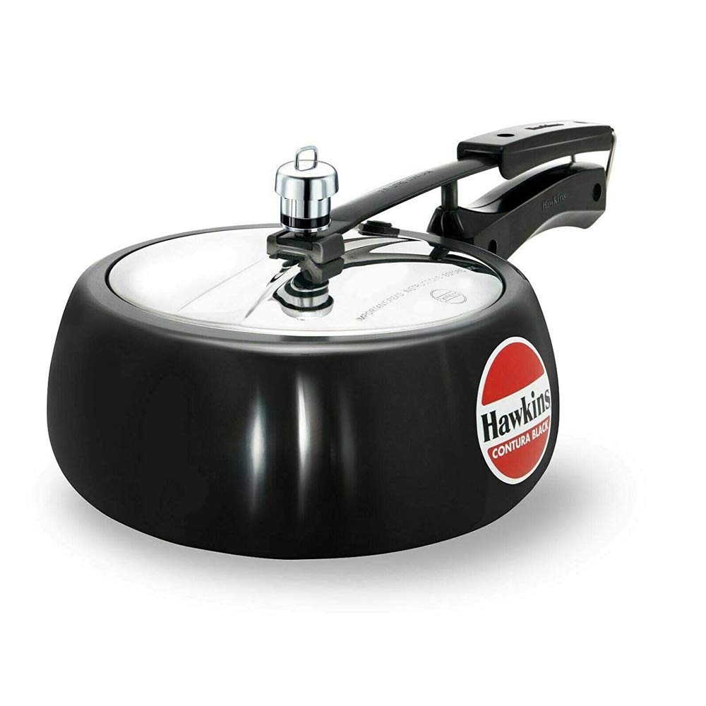 HAWKINSContura Black 3.5 Litre Pressure Cooker, Hard Anodised Cooker, Handi Cooker, Black (CB35)