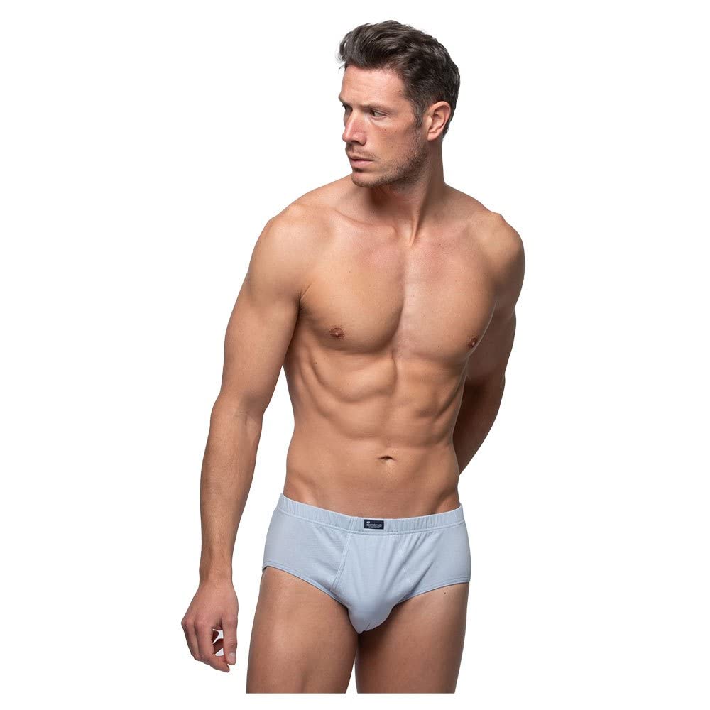 AbanderadoMens Briefs Classic Underwear Zip Fly 100 Cotton - Celeste, 56/XL