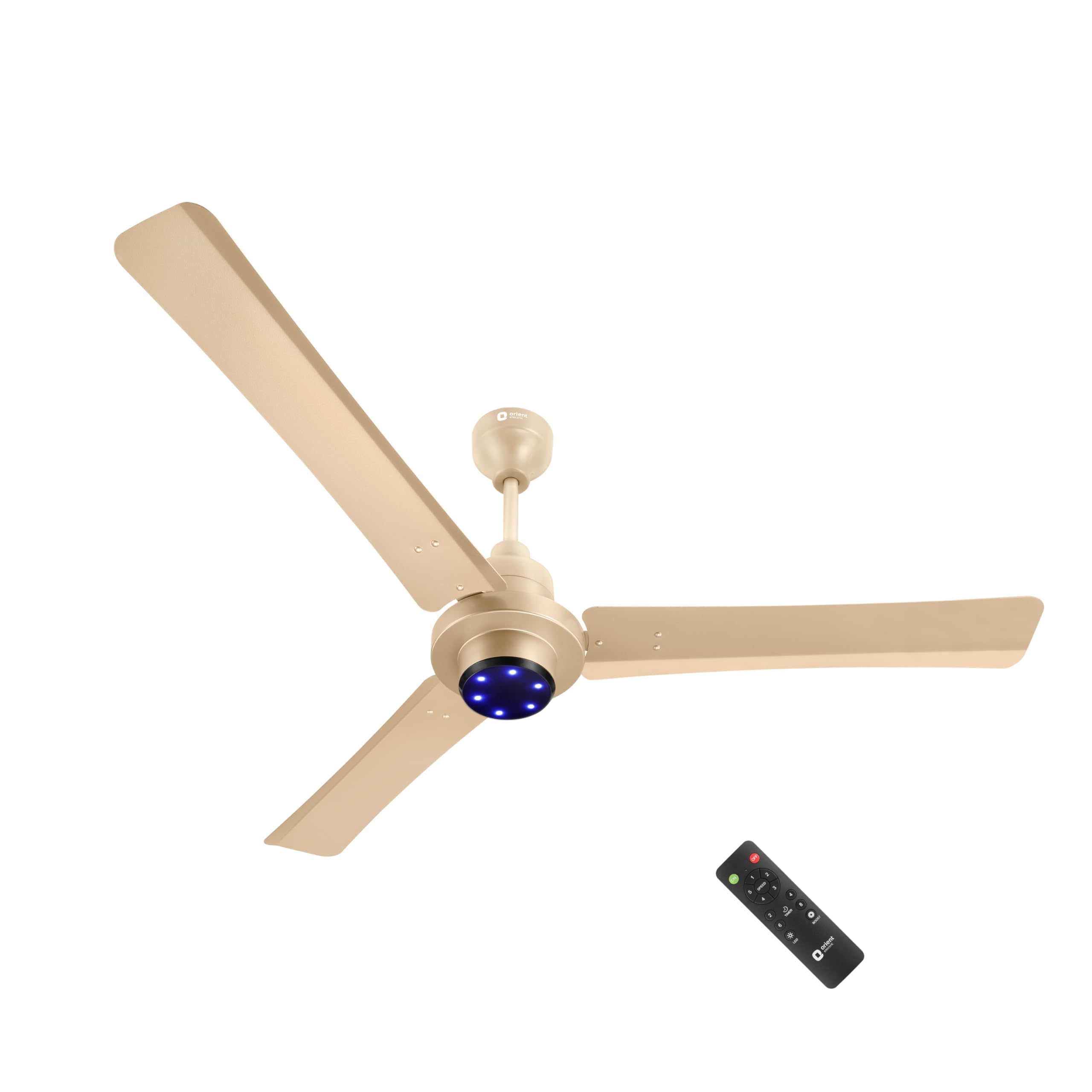 Orient Electric I Tome Pro 1200 mm BLDC Ceiling Fan with Remote & LED Indicator Lights, 5 Star Rated Energy Efficient Fan with High Air Delivery, 3 Years Warranty by Orient - Topaz Gold