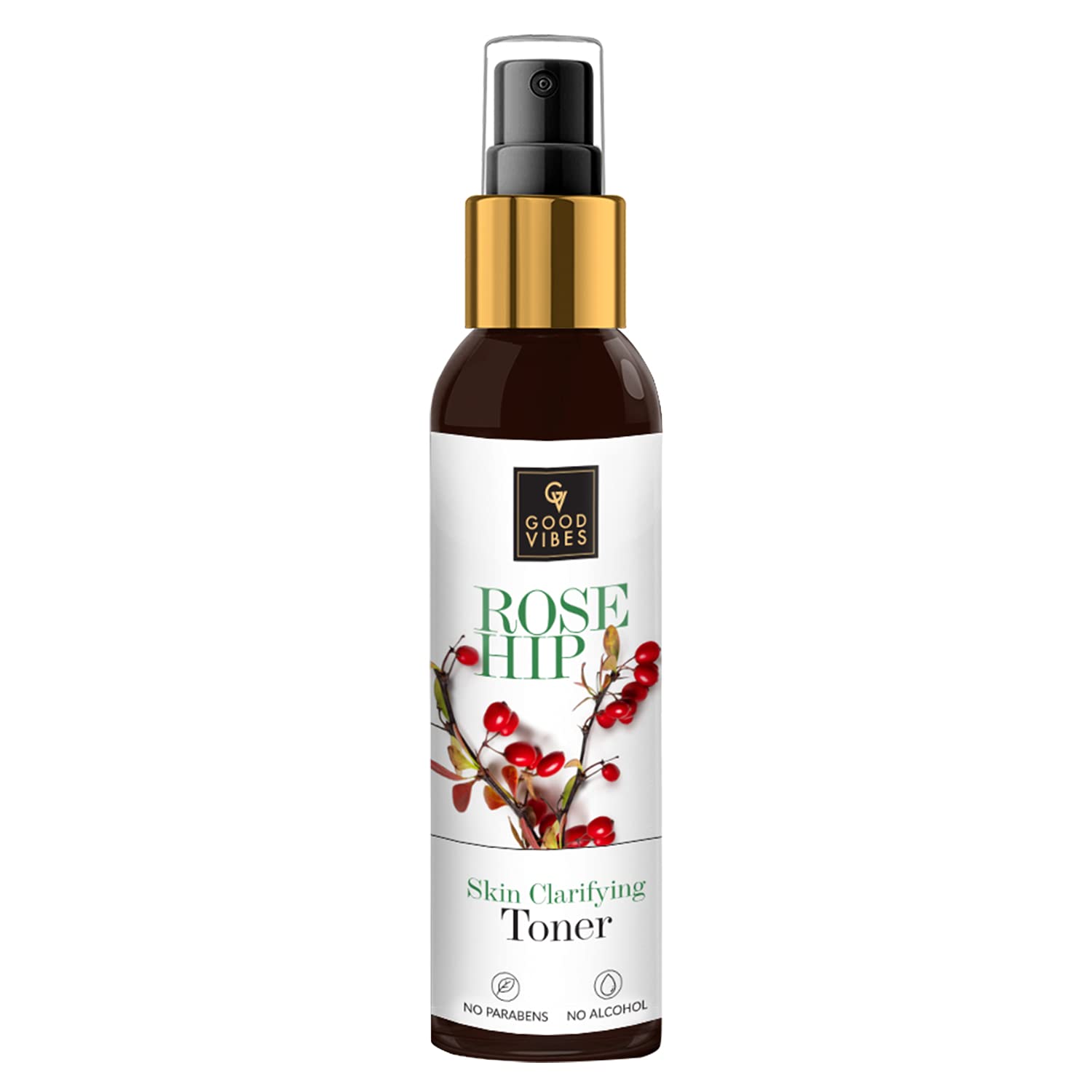 Good Vibes Rosehip Clarifying Toner 120 ml, Anti Ageing Hydrating Light Weight Moisturizing Revitalising Spray Toner for Face and Skin, Natural, No Alcohol, Parabens & Sulphates, No Animal Testing