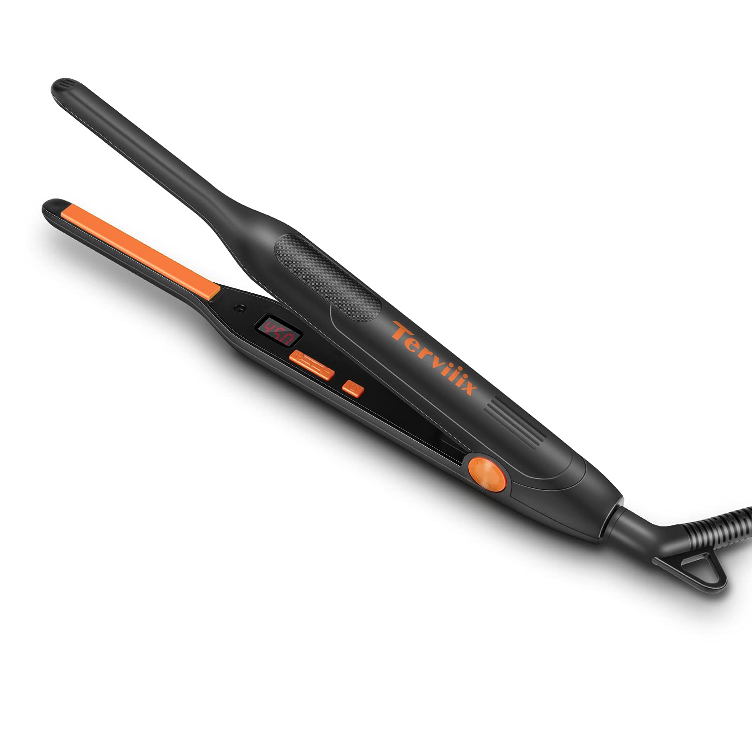 Terviiix Small Dual Voltage with Tourmaline Ceramic Plates, Mini Fast Heat Up,3/10in Beard Hair Straightener Iron for Short Hair