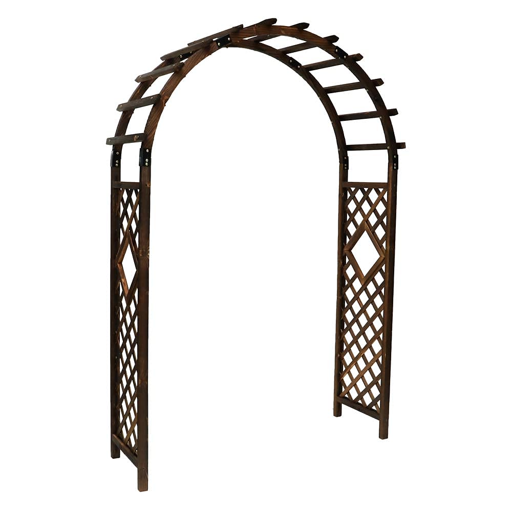 YATAI Decor Solid Wood Garden Arbor Arch with Trellis Sides – Rustic Outdoor Garden Gate for Climbing Plants, Wedding Decorations, Farmhouse Paths, and Villas – Sturdy Wooden Archway, 230cm Height