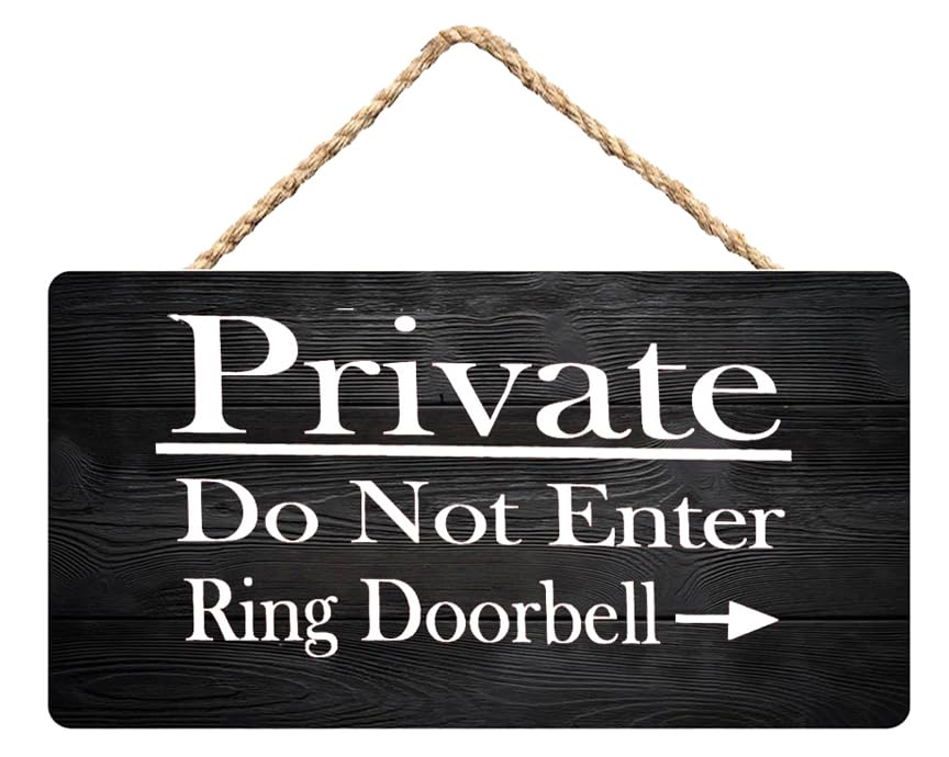 Wood Sign Crafts For House Funny - Rustic 12X6 In / 30X15 Cm Door Hanging Plaques With Private Do Not Enter Ring Doorball Wooden Everyday Business Signs