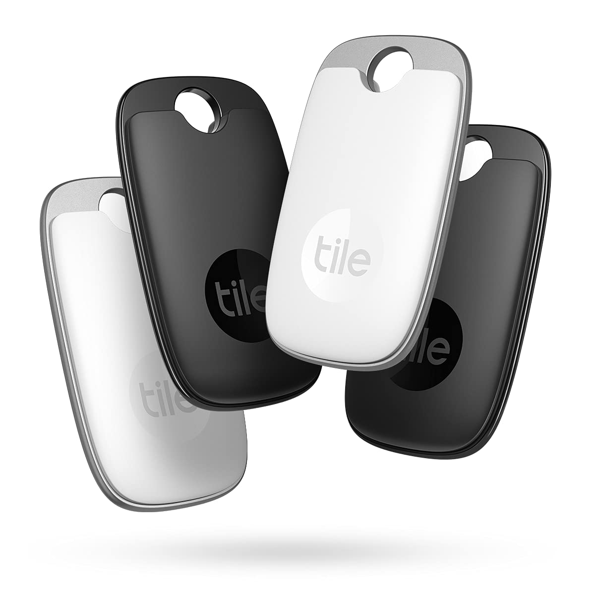 Tile Pro (2022) Bluetooth Item Finder, 4 Pack, 120m finding range, works with Alexa and Google Smart Home, iOS and Android Compatible, Find your Keys, Remotes & More, Black/White