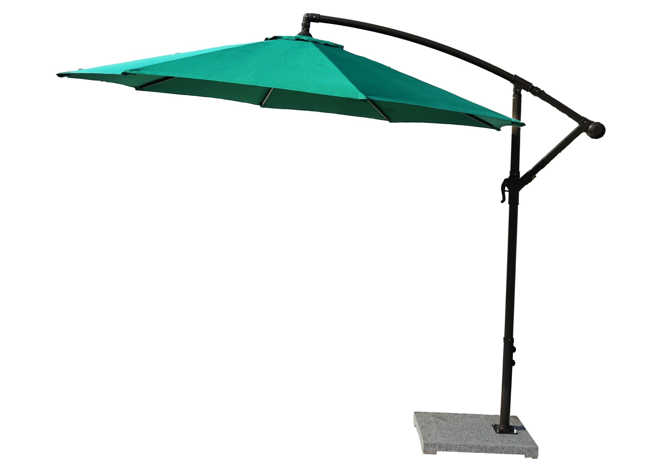 COSTWAY 9 Ft Outdoor Patio Offset Cantilever Umbrella with Marble Base & Crank Handle for Deck, Garden, Terrace, Balcony, Backyard, Restaurant or Poolside area(Green)