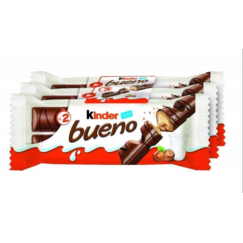 Kinder Bueno Milk Chocolate and Hazelnut Cream Individually Wrapped 43g (Pack Of 3)