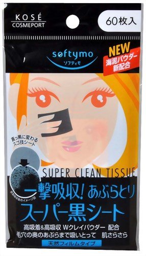 KOSE Softymo Super Oil Tori Black Sheet N 60 Sheets