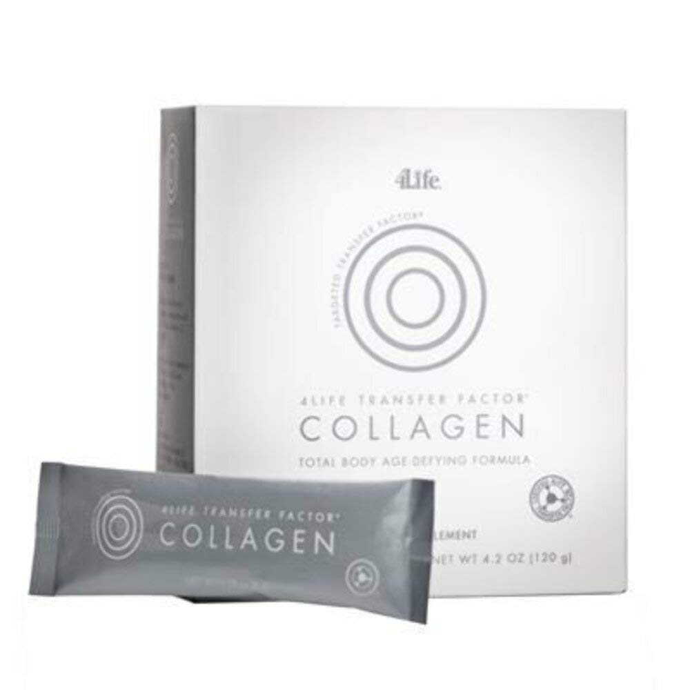 4Life Transfer Factor Collagen - Targeted Total Body Age-Defying Formula with Vitamins and 5 Types of Collagen - Dermatologist-Tested - Hair, Skin, and Nail Support - 15 Packets