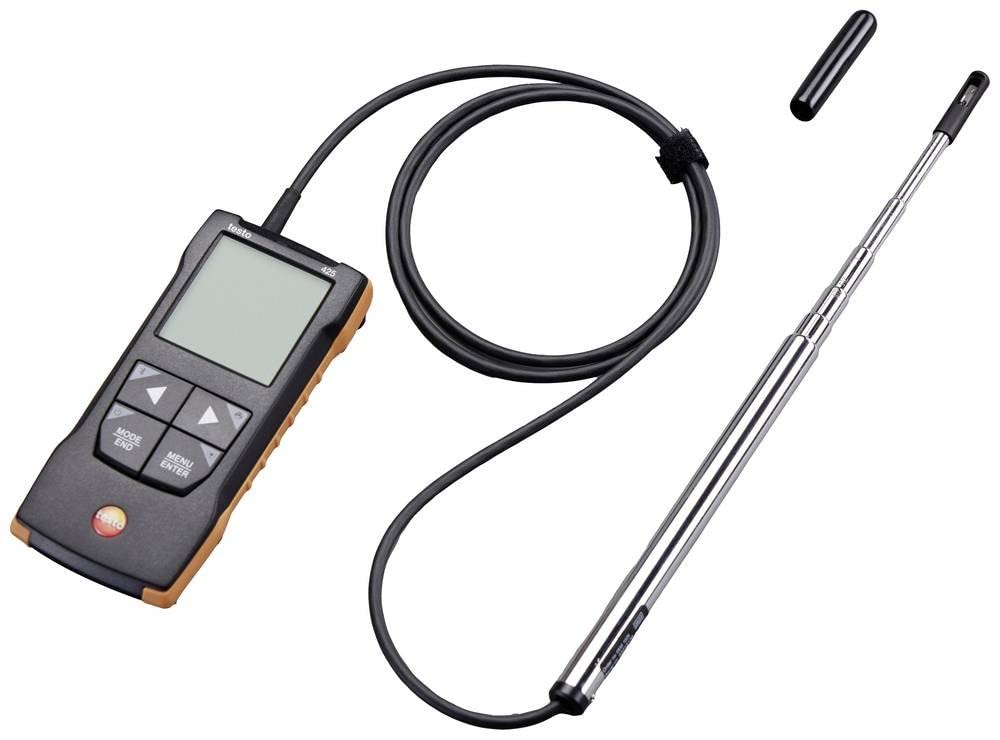 Testo 425 Anemometer with Telescopic Probe – Hot Wire Anemometer Handheld for Air Flow Temperature Measurement in Ventilation Ducts – Range of 0.01 to 5906 fpm – Airflow Meter with App Compatibility