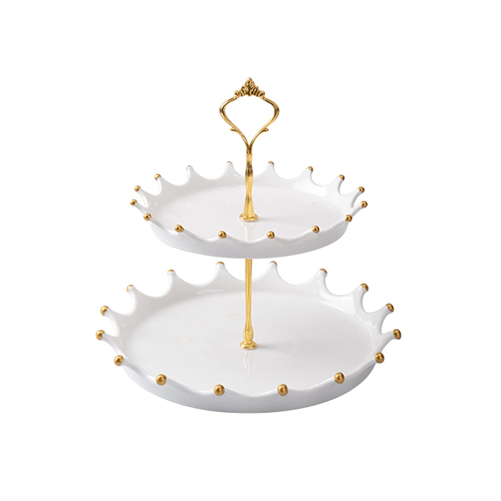 Cake Stand Multi-layer Ceramic Cake Stand with Handles Creative Dessert Display Stand Pastry Tray for Weddings, Birthday Parties, Banquets Cake Plate (Color : White)