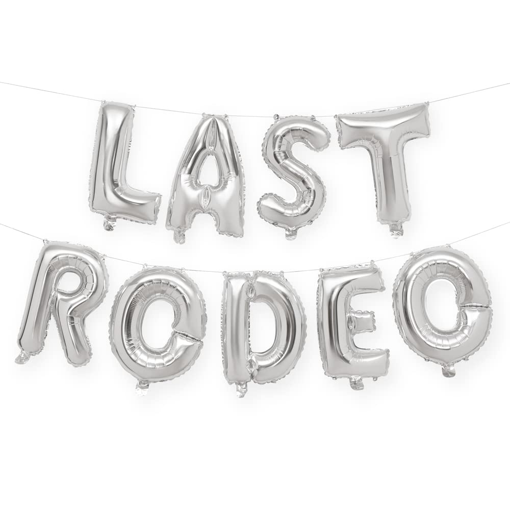 xo, Fetti Bachelorette Party Decorations - Last Rodeo Balloon Kit - Silver - 16" Foil Balloons - Bridal Shower