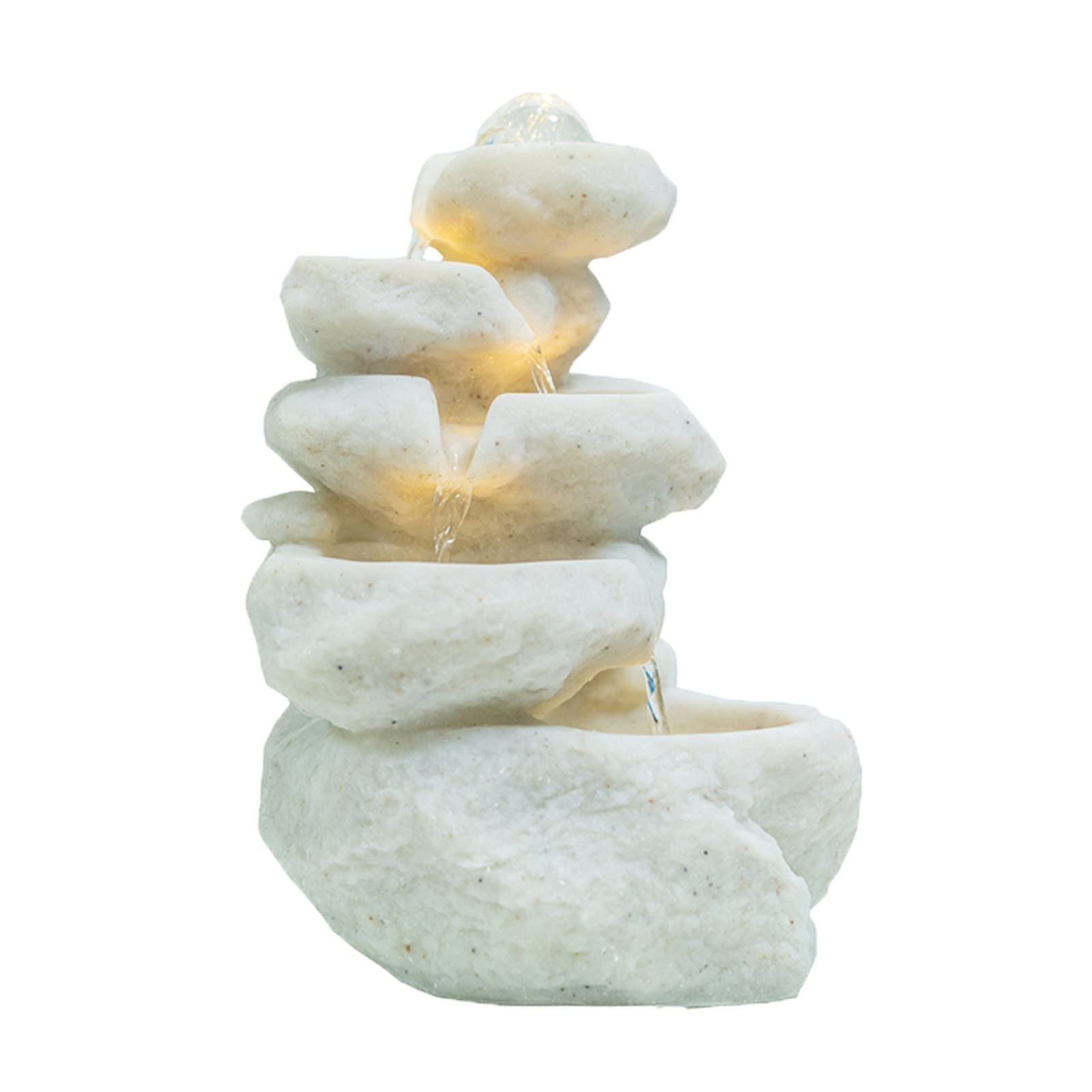 FengShui Desktop Fountain Indoor Tabletop Fountain with LED Lights, Decorative Layered Rocks and Waterfall Design, Calm and Soothing Water Sounds Water Fountain Outdoor