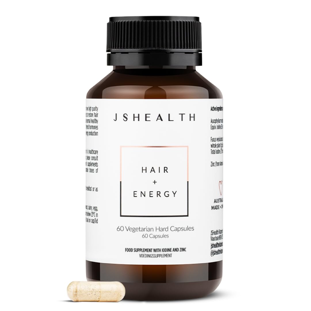 JSHealth Vitamins Hair and Energy Formula Hair Growth Vitamins | Hair Vitamins for Women and Men | Zinc, 60.0 Count