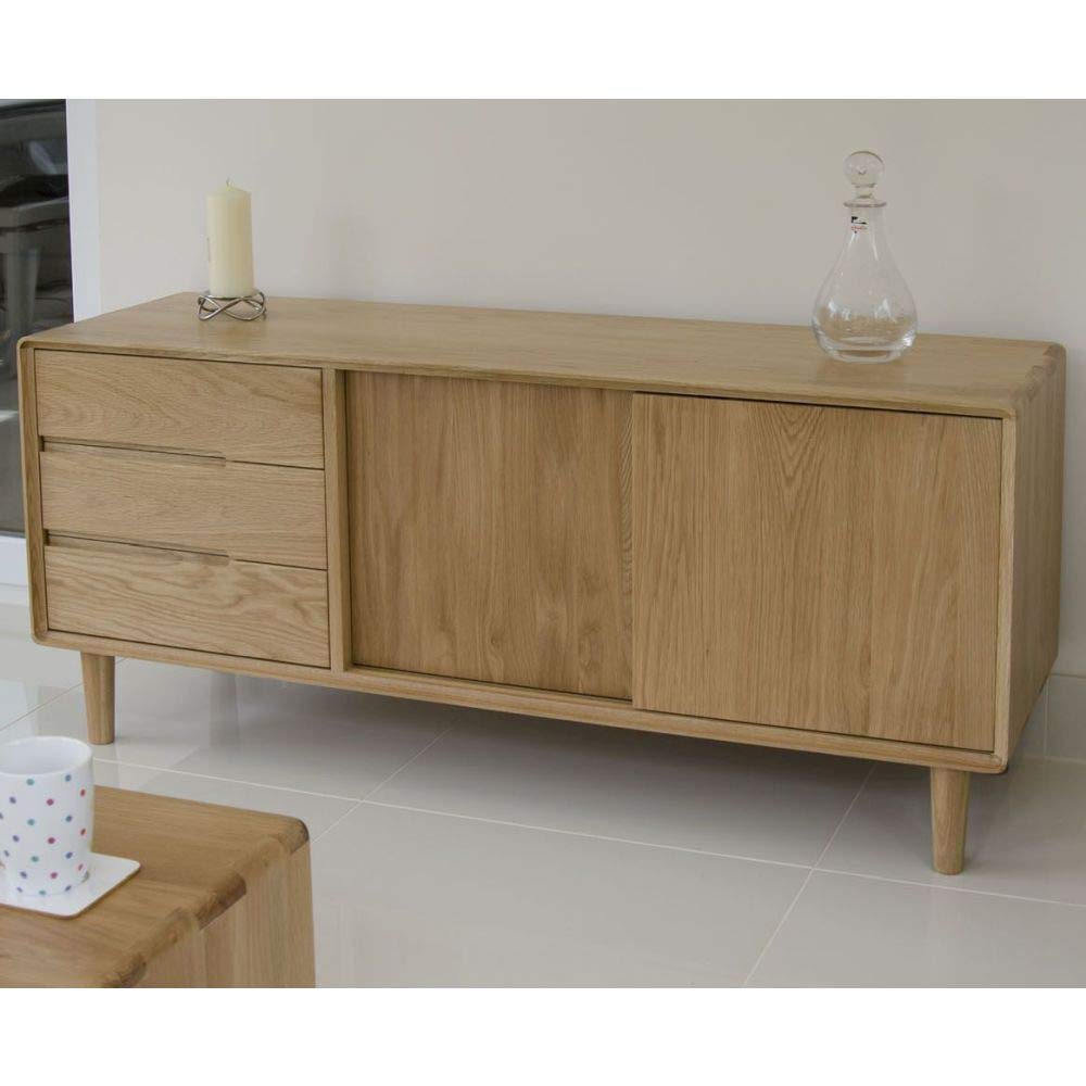 Scandic Solid Oak Furniture Wide Sideboard/TV Unit