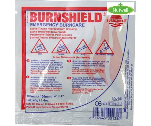 Burnshield Burn Gel Dressing 10cm x 10cm First Aid Emergency Burncare, Pack of 25