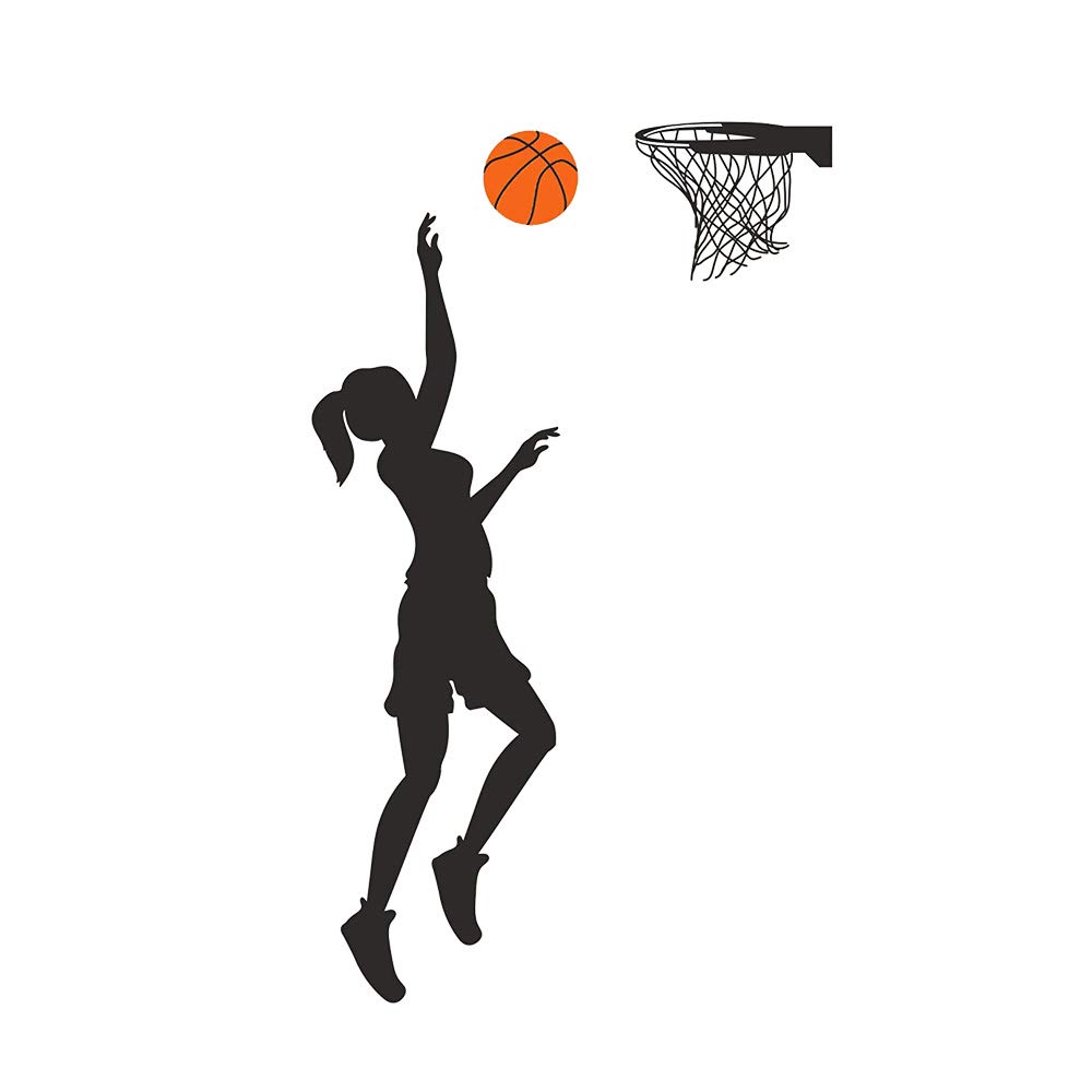 Homefind Basketball Player Wall Decals Basketball Player Silhouette Vinyl Stickers for Nursery Classroom Living Room Boys Girls Room Basketball Lover Basketball Gym Playroom Decals 12''w x 41''h