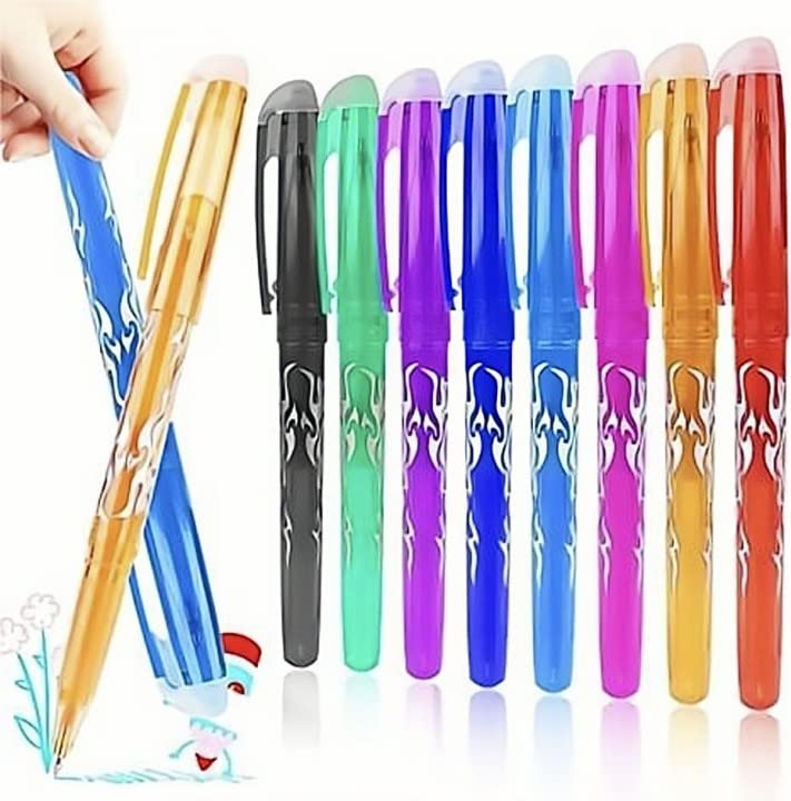 FLAFARY 8 Colors Erasable Pens Erasable Gel Pens 8 Pcs 0.5mm Tip Rub Out Pens Erasable Pens with Rubber for Kids Adults Students School Office Stationary Supplies, Students Study Gift