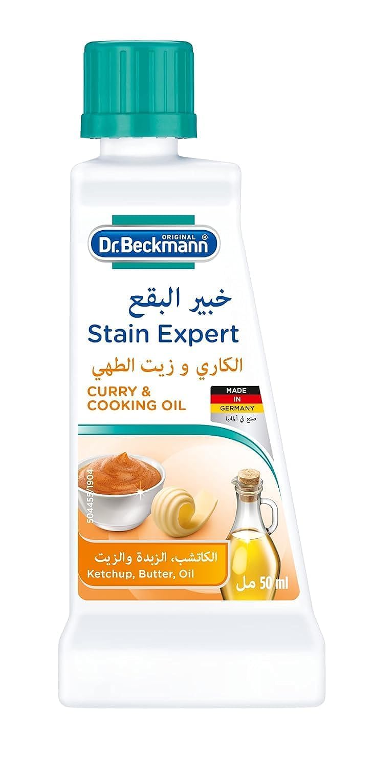 Dr. Beckmann Expert Laundry Fabric Stain Remover Liquid|Removes Tough from Curry Cooking Oil Fats|For Colors and Whites|Made in Germany - 50 ML