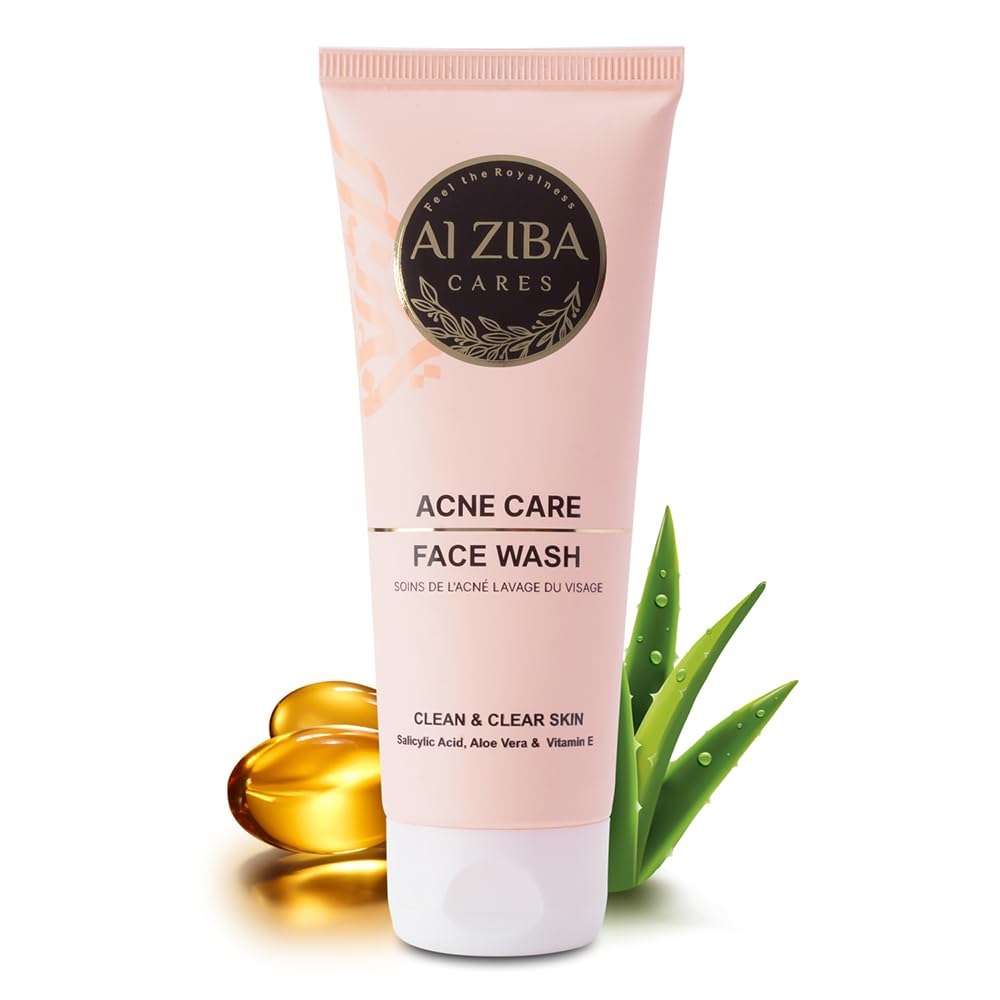 Alziba Cares 2% Salicylic Acid Face Wash For Oily And Acne Prone Skin Facewash For Men And Women, Added Aloe Vera And Vitamin E For Clear, Glowing And Smooth Skin -100 Ml (Pack of 1)