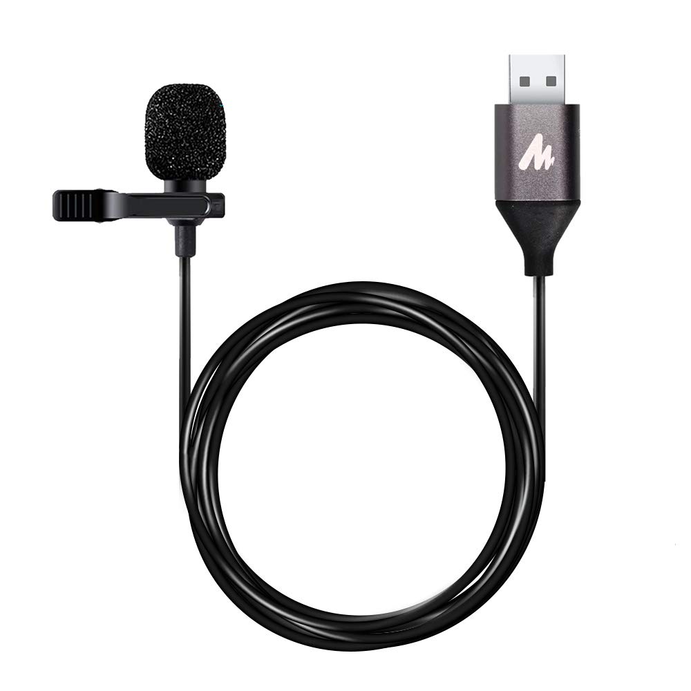 MAONOUSB Lavalier Microphone, 192KHZ/24BIT Plug & Play Omnidirectional Lapel Shirt Collar Clip on Mic for PC, Computer, Mac, Laptop, YouTube, Skype, Recording, Podcasting, Gaming, AU-UL10