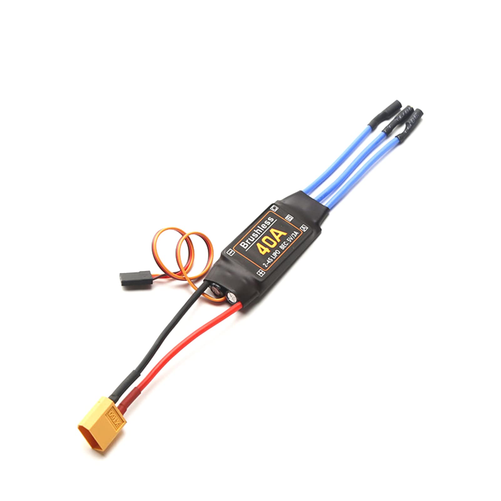 Pepisky 40A Brushless ESC 2-4S Electronic Speed Controller XT60 Plug with 5V 3A BEC 3.5MM Banana Head for Aplane Acraft Helicopter Boat FPV F450 Mini Quadcopter