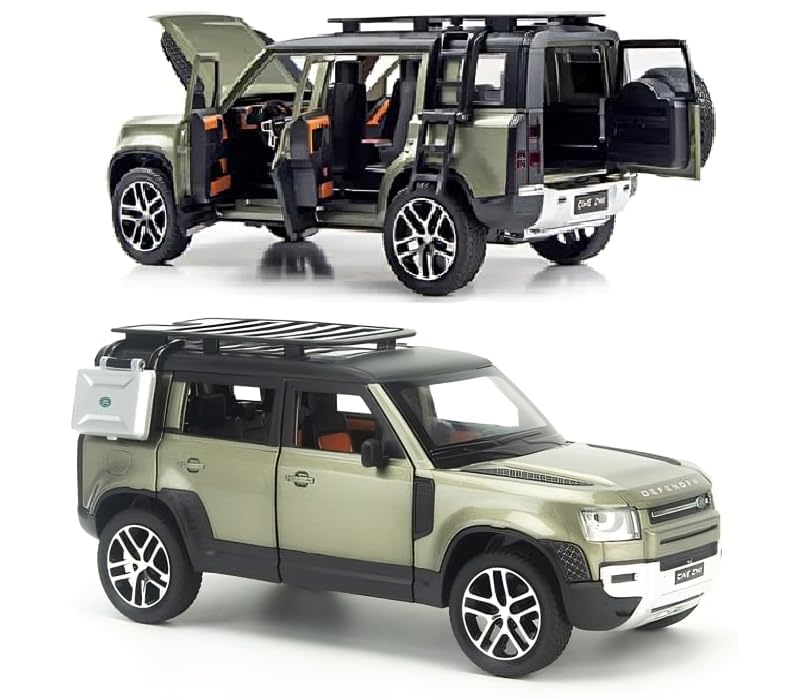 Okean® 1:22 Scale Big Size Land Rover Defender Model Car Exclusive Alloy Metal car Pull Back Die-cast Metal Toy car with Openable Doors & Light Music Best Gifts Toys Kids