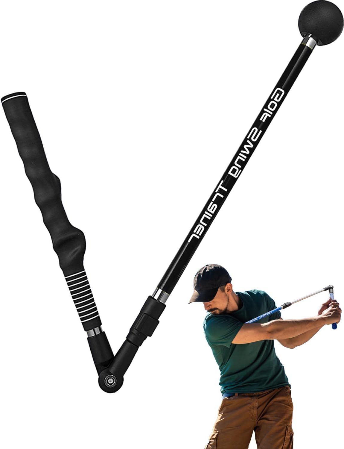 TERRIFI Golf Swing Trainer aid, Golf Training aid to Improve Hinge, Forearm Rotation, Shoulder turna and Grip.Portable Collapsible Swing Trainer Equipped with Golf Grip Trainer, for Improved Rhythm